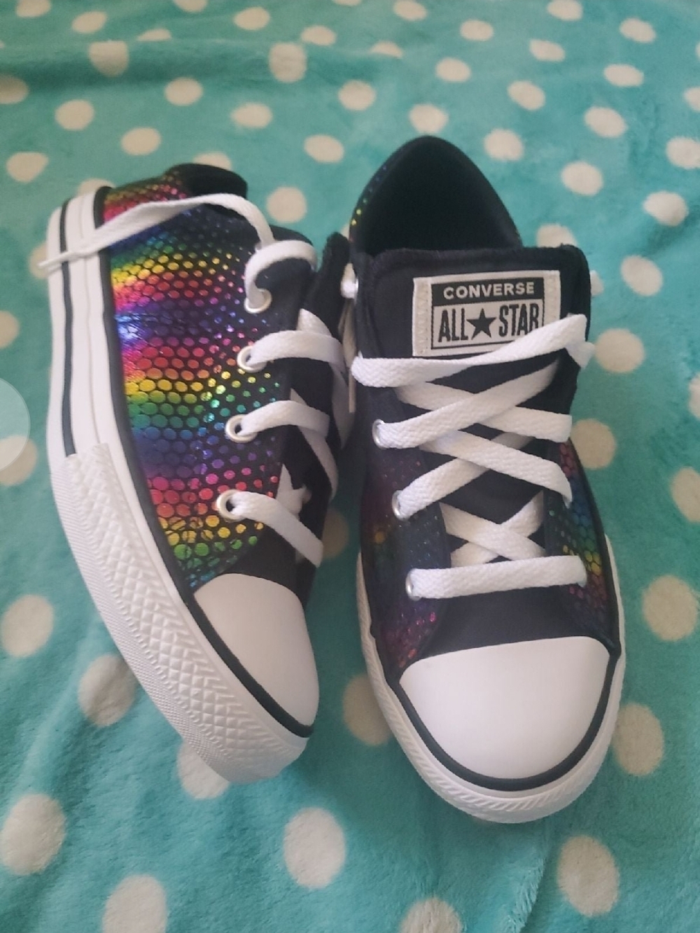 Converse Kids' Rainbow Sequin Low Top Sneakers - Black & White BRAND NEW No Tag